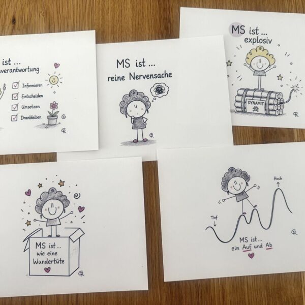 5er-Postkartenset „MS ist …“ mit fünf verschiedenen Motiven