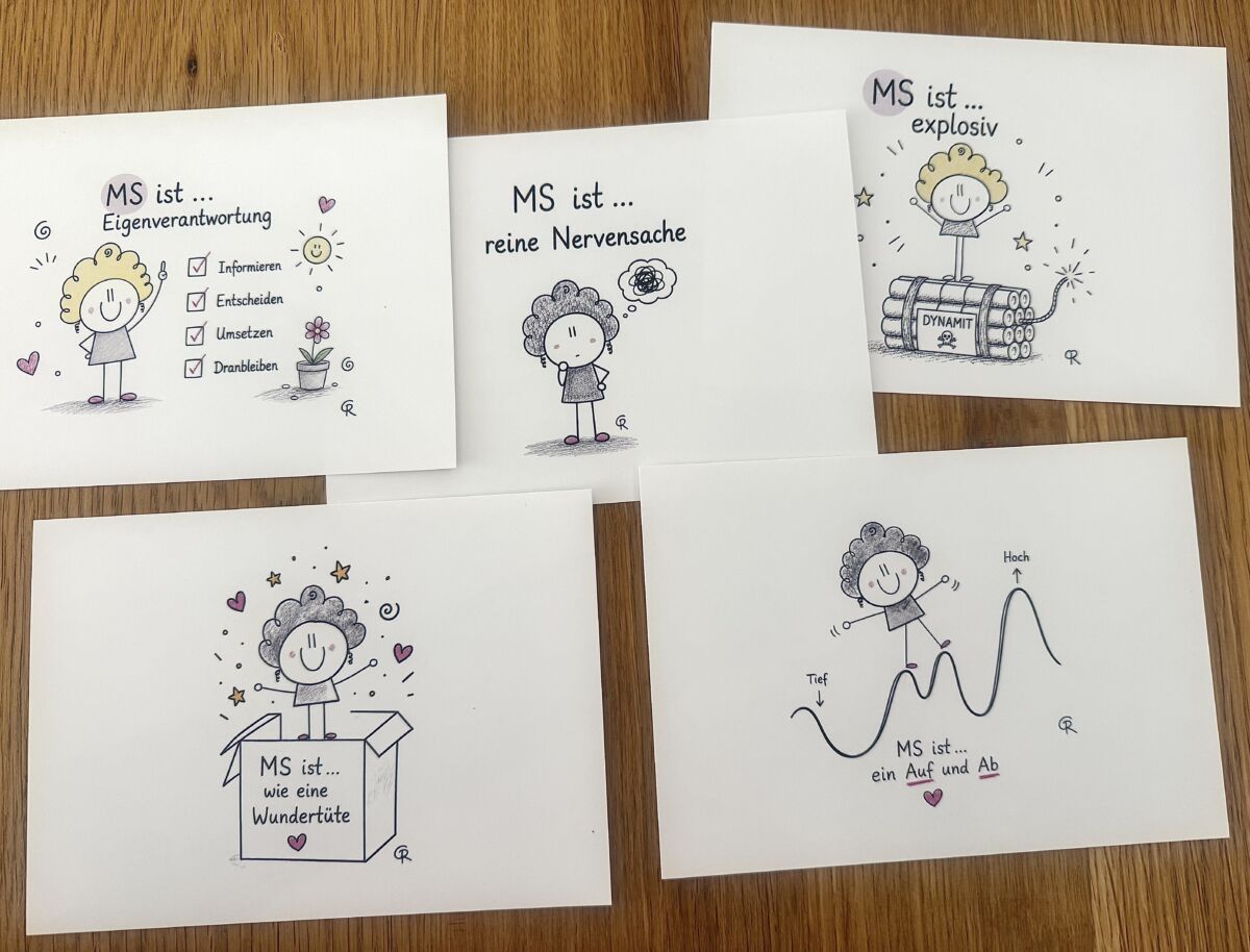 5er-Postkartenset „MS ist …“ mit fünf verschiedenen Motiven